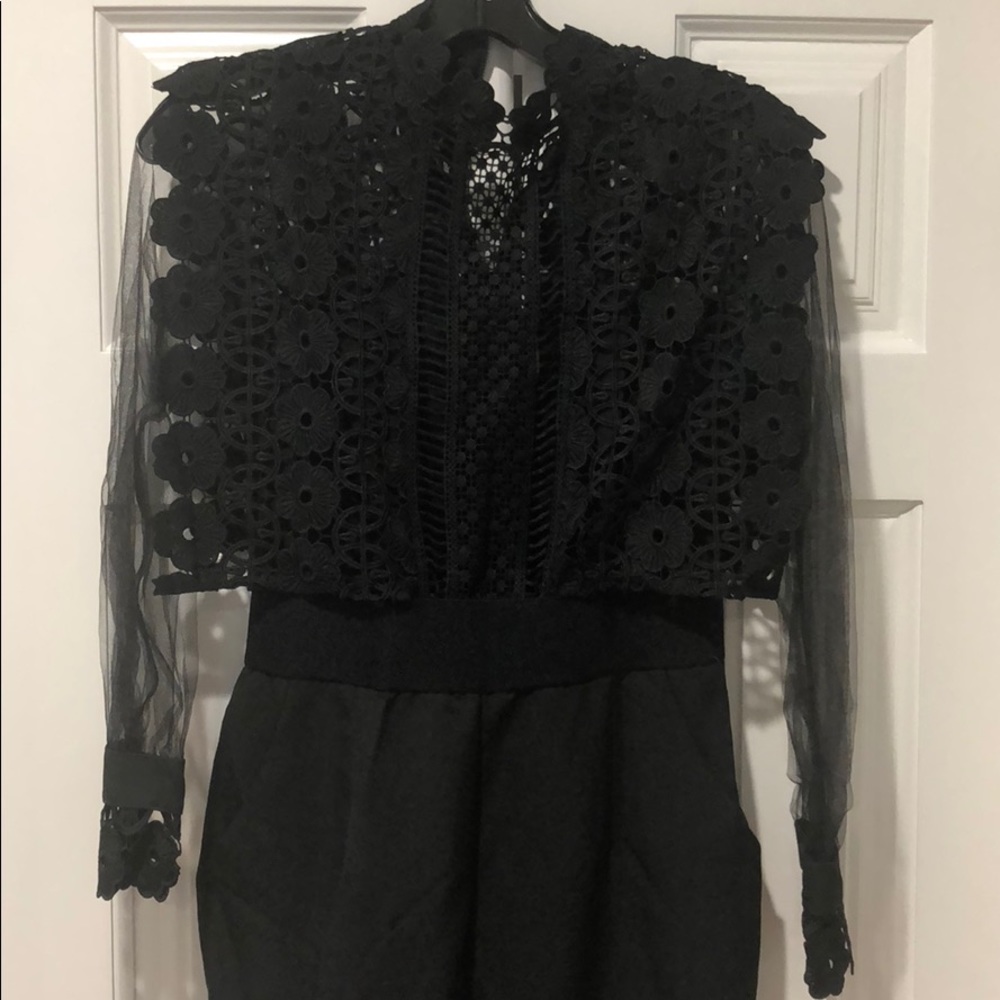 Black Jumpsuit with Lace Top